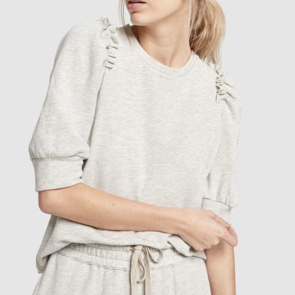 G GOOP THE LABEL Gray Puff Sleeve Sweatshirt